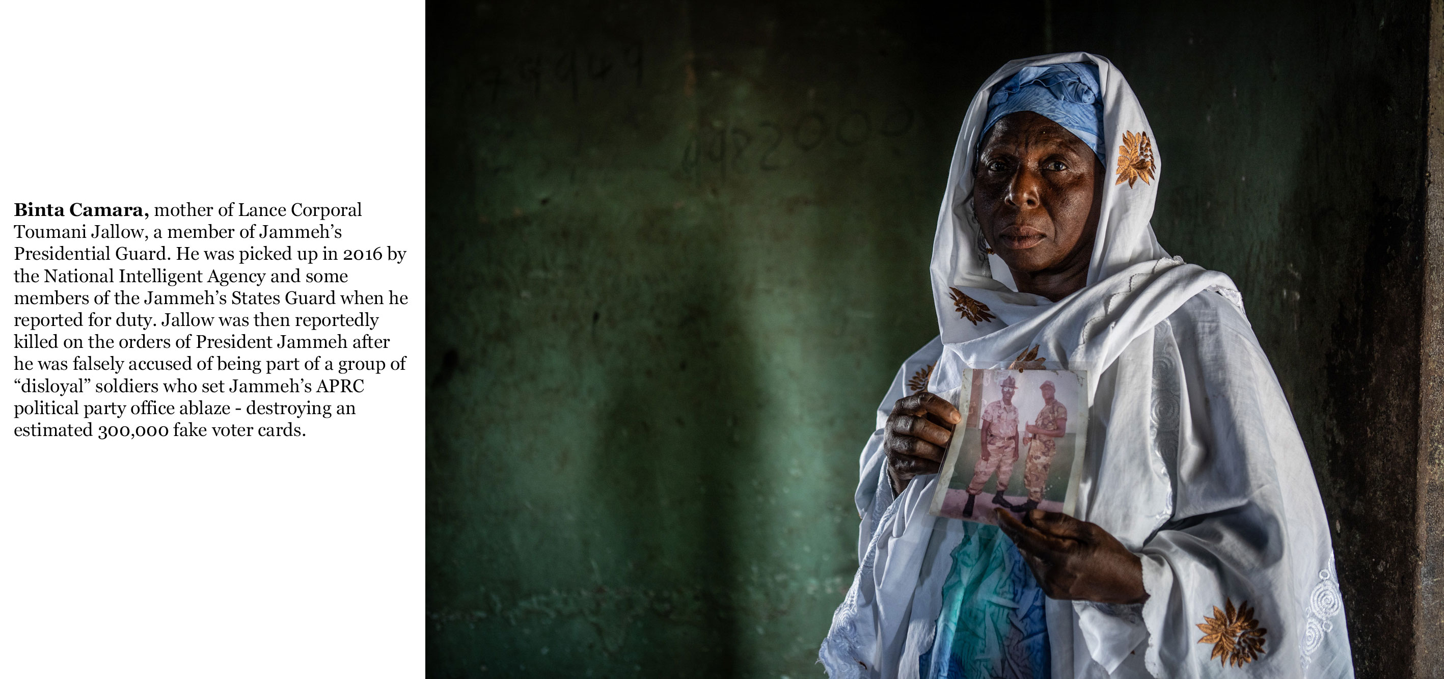 Gambia victims and resisters -binta_camara mother of Lance Corporal Toumani Jallow killed on the orders of Jammeh in 2016 -3719_TEXT_WEB©Jason Florio 