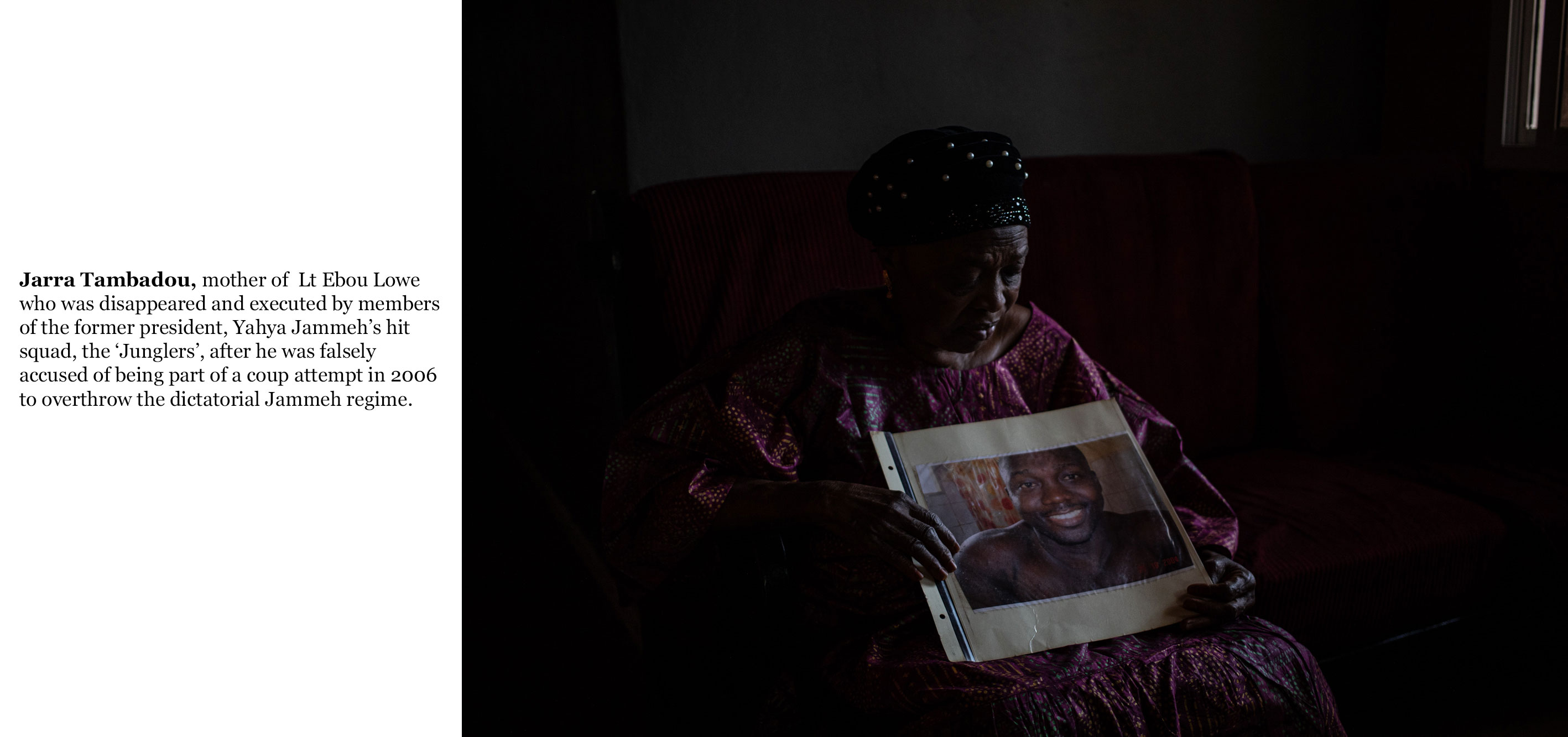 Gambia victims and resisters -jarra_tambadou, mother of Lt Ebou Lowe who was executed in 2006 by Gambian security forces, accused of a coup attempt-1768_TEXT_WEB ©Jason Florio